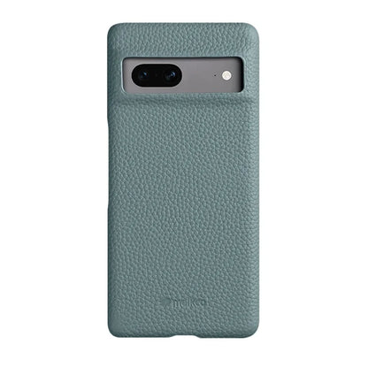 MELKCO Cellphone Case for Google Pixel 7 5G Genuine Cow Leather Coated PC Scratch Proof Cover