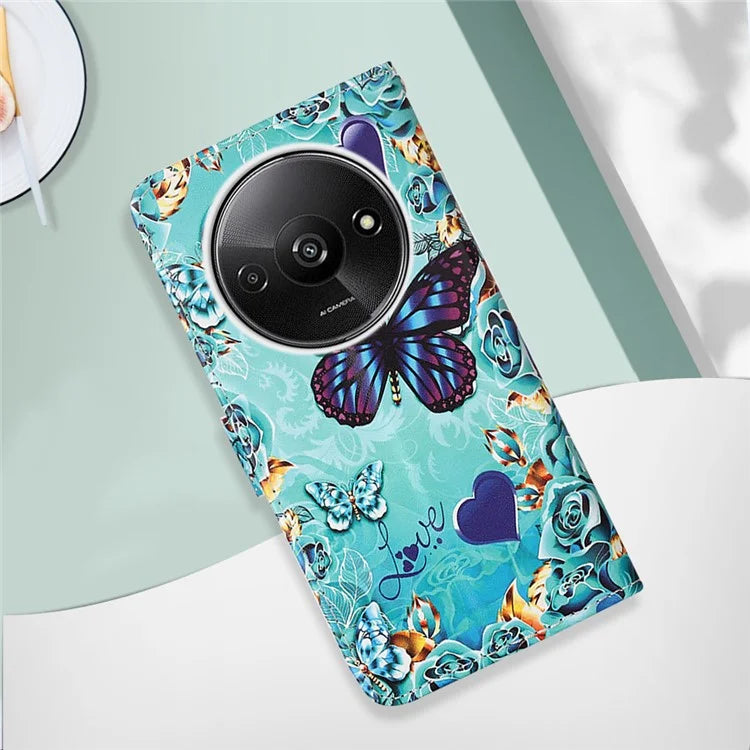 YB Pattern Printing Leather Series-4 for Xiaomi Redmi A3 Case Wallet Pattern Printing Phone Cover