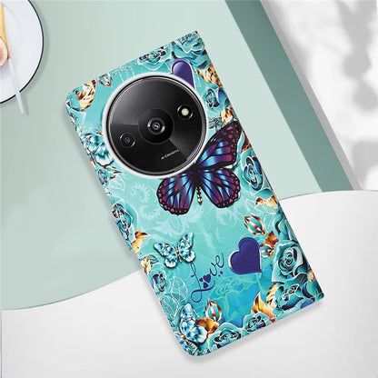 YB Pattern Printing Leather Series-4 for Xiaomi Redmi A3 Case Wallet Pattern Printing Phone Cover