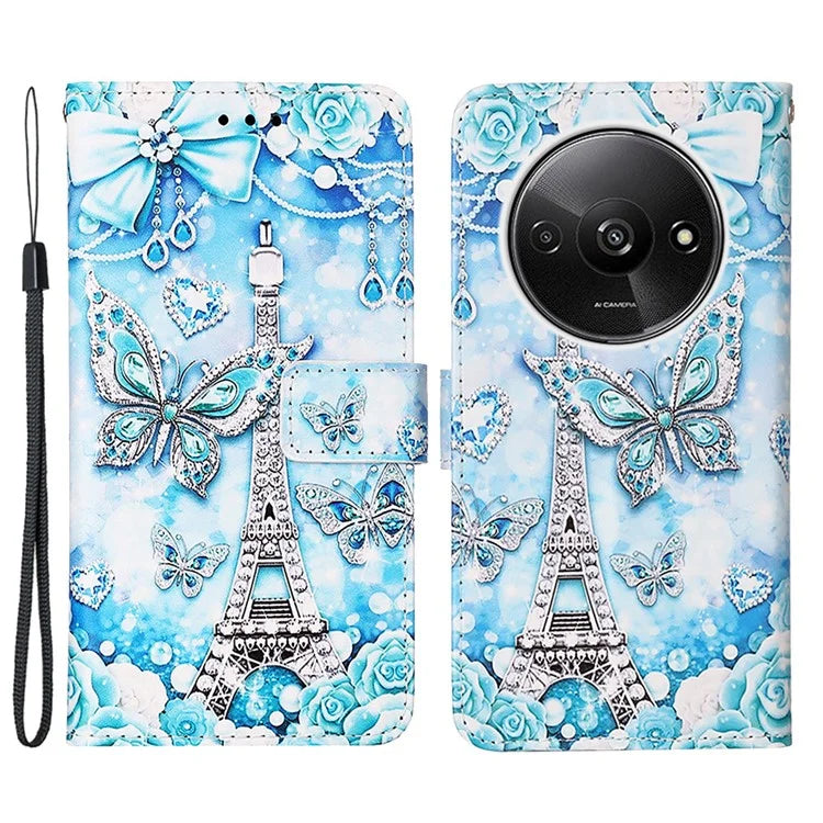 YB Pattern Printing Leather Series-4 for Xiaomi Redmi A3 Case Wallet Pattern Printing Phone Cover