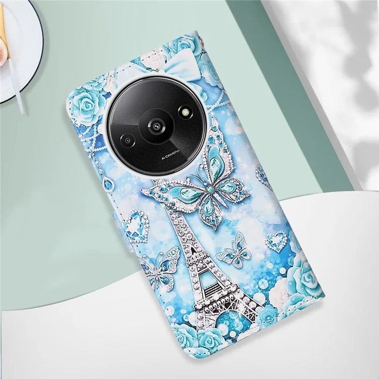 YB Pattern Printing Leather Series-4 for Xiaomi Redmi A3 Case Wallet Pattern Printing Phone Cover