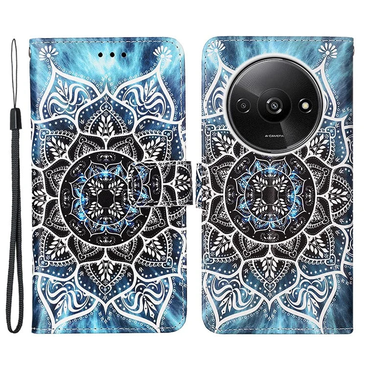 YB Pattern Printing Leather Series-4 for Xiaomi Redmi A3 Case Wallet Pattern Printing Phone Cover