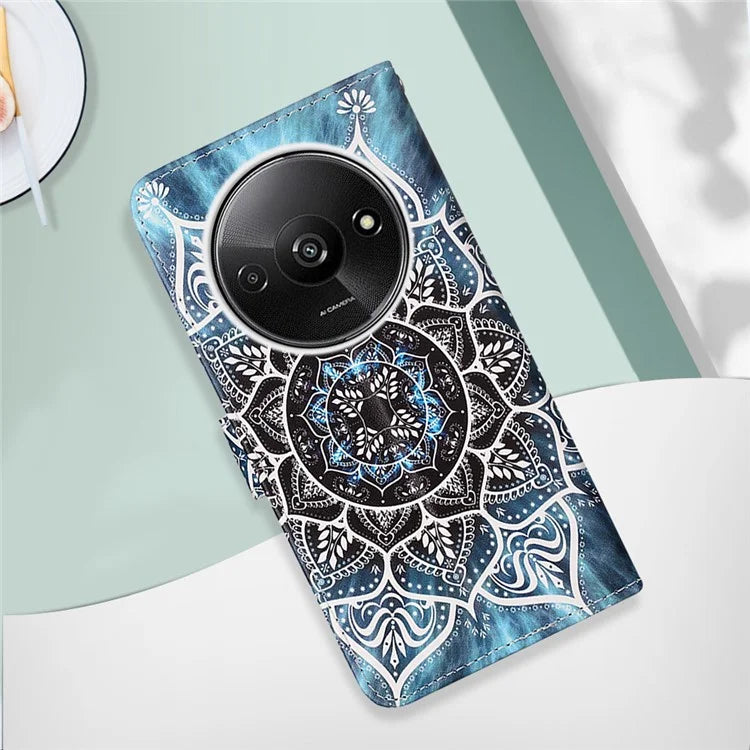 YB Pattern Printing Leather Series-4 for Xiaomi Redmi A3 Case Wallet Pattern Printing Phone Cover