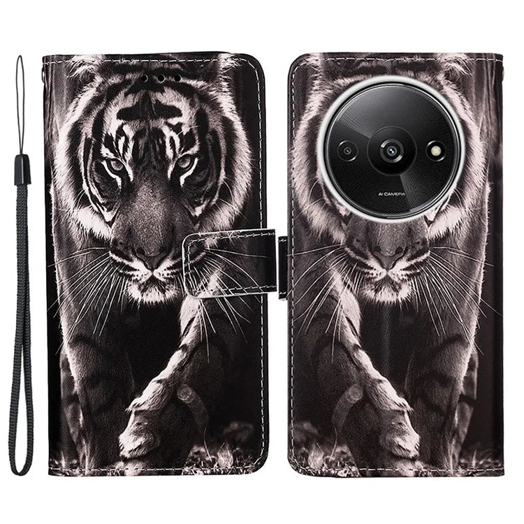 YB Pattern Printing Leather Series-4 for Xiaomi Redmi A3 Case Wallet Pattern Printing Phone Cover