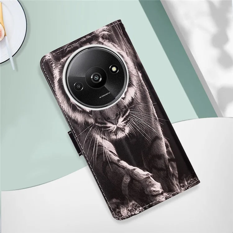 YB Pattern Printing Leather Series-4 for Xiaomi Redmi A3 Case Wallet Pattern Printing Phone Cover