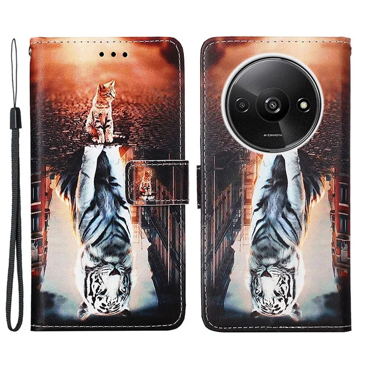 YB Pattern Printing Leather Series-4 for Xiaomi Redmi A3 Case Wallet Pattern Printing Phone Cover