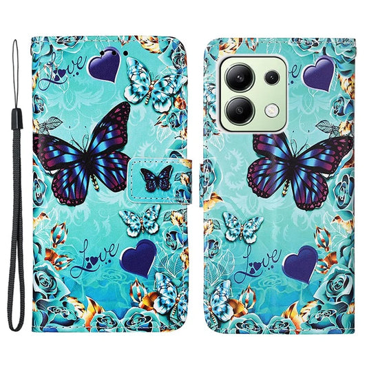 YB Pattern Printing Leather Series-4 for Xiaomi Redmi Note 13 4G Phone Case with Hand Strap