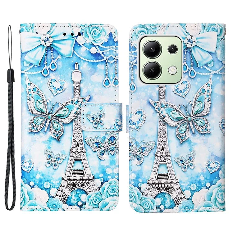 YB Pattern Printing Leather Series-4 for Xiaomi Redmi Note 13 4G Phone Case with Hand Strap