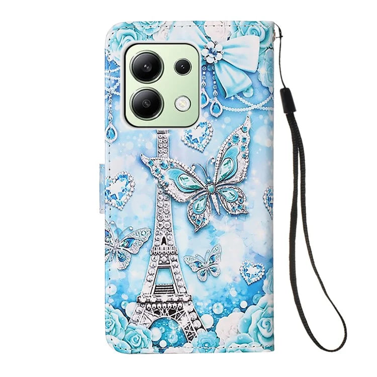 YB Pattern Printing Leather Series-4 for Xiaomi Redmi Note 13 4G Phone Case with Hand Strap