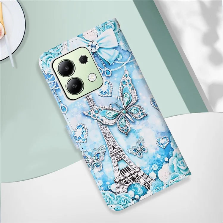 YB Pattern Printing Leather Series-4 for Xiaomi Redmi Note 13 4G Phone Case with Hand Strap