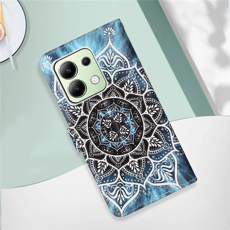 YB Pattern Printing Leather Series-4 for Xiaomi Redmi Note 13 4G Phone Case with Hand Strap