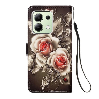 YB Pattern Printing Leather Series-4 for Xiaomi Redmi Note 13 4G Phone Case with Hand Strap