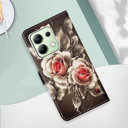 YB Pattern Printing Leather Series-4 for Xiaomi Redmi Note 13 4G Phone Case with Hand Strap