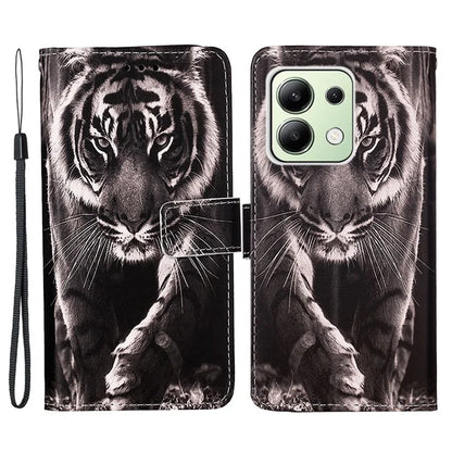 YB Pattern Printing Leather Series-4 for Xiaomi Redmi Note 13 4G Phone Case with Hand Strap