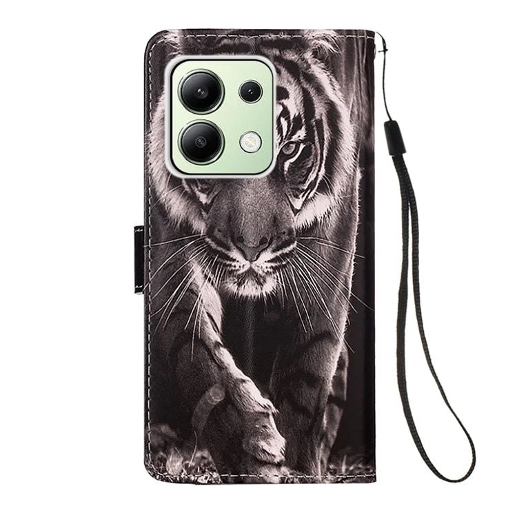 YB Pattern Printing Leather Series-4 for Xiaomi Redmi Note 13 4G Phone Case with Hand Strap