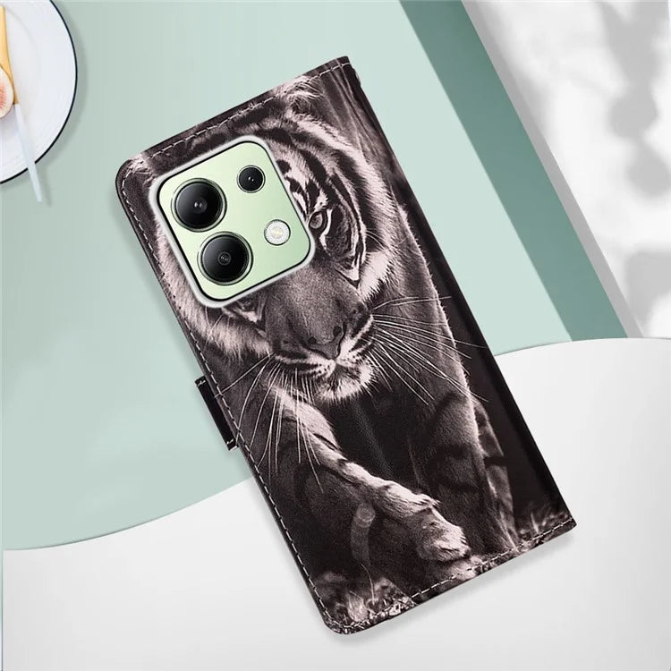 YB Pattern Printing Leather Series-4 for Xiaomi Redmi Note 13 4G Phone Case with Hand Strap