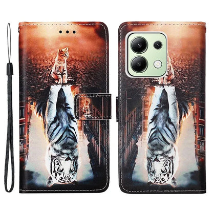 YB Pattern Printing Leather Series-4 for Xiaomi Redmi Note 13 4G Phone Case with Hand Strap
