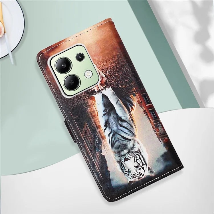 YB Pattern Printing Leather Series-4 for Xiaomi Redmi Note 13 4G Phone Case with Hand Strap