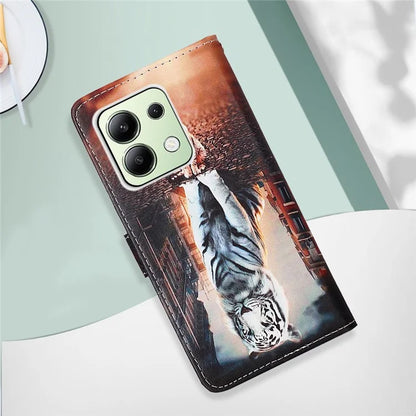 YB Pattern Printing Leather Series-4 for Xiaomi Redmi Note 13 4G Phone Case with Hand Strap