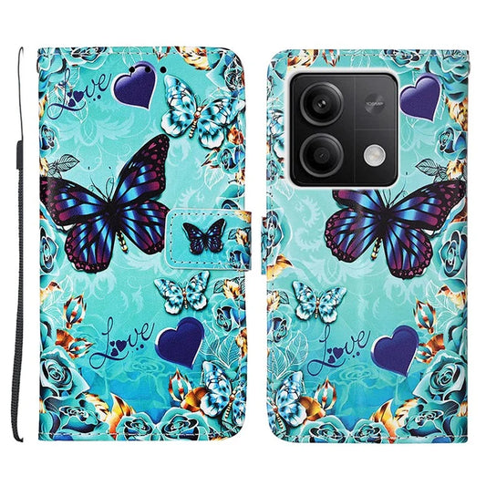 YB Pattern Printing Leather Series-4 for Xiaomi Redmi Note 13 5G Phone Case Pattern Printing Stand Cover