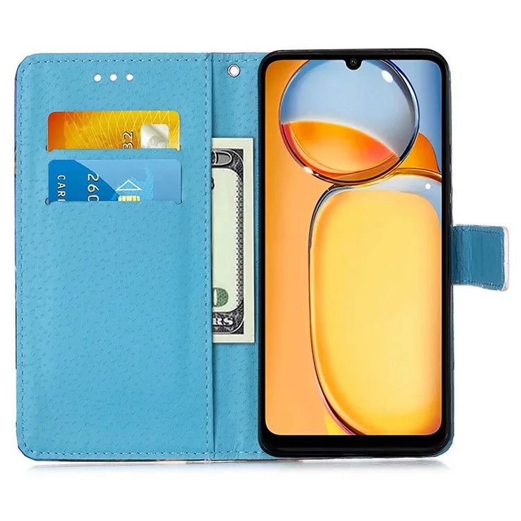 YB Pattern Printing Leather Series-4 for Xiaomi Redmi Note 13 5G Phone Case Pattern Printing Stand Cover