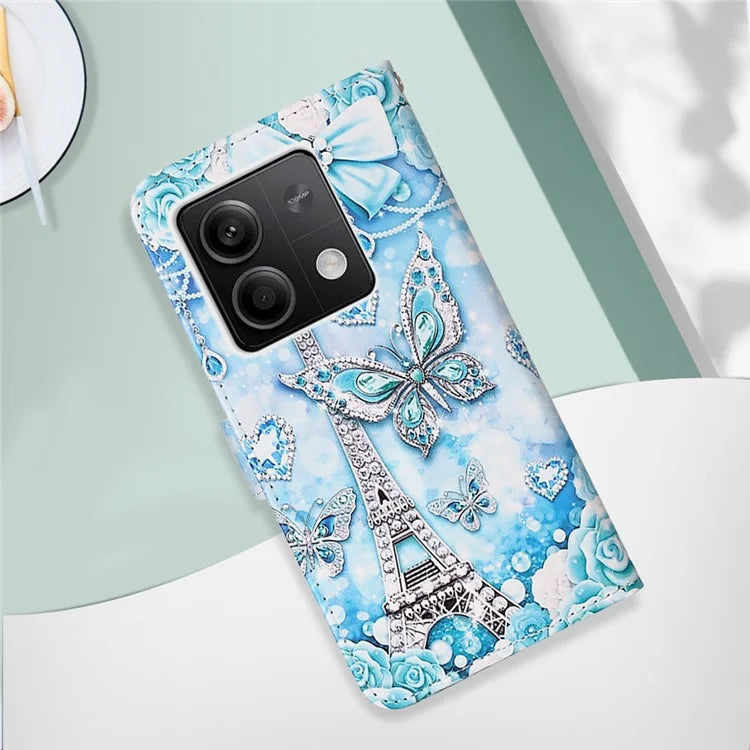 YB Pattern Printing Leather Series-4 for Xiaomi Redmi Note 13 5G Phone Case Pattern Printing Stand Cover