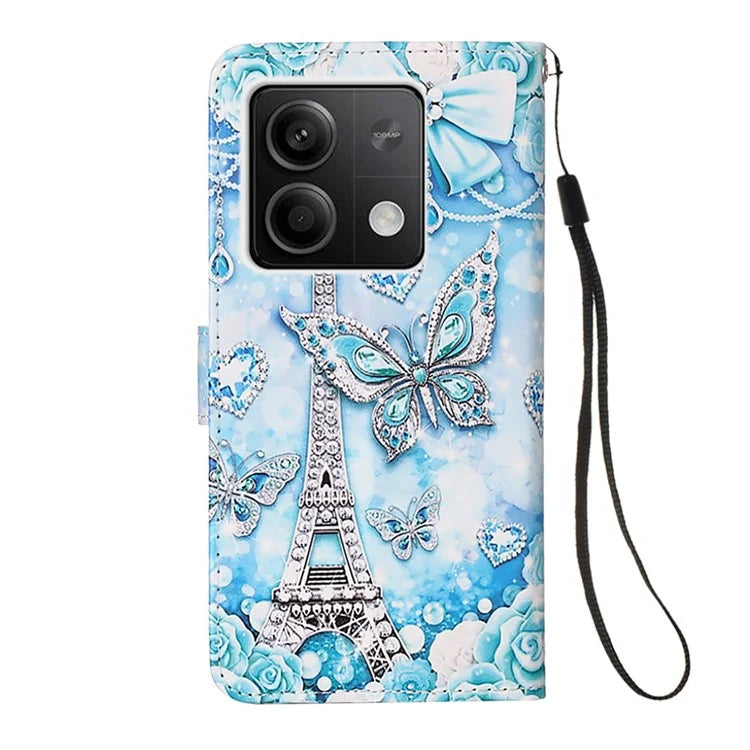 YB Pattern Printing Leather Series-4 for Xiaomi Redmi Note 13 5G Phone Case Pattern Printing Stand Cover