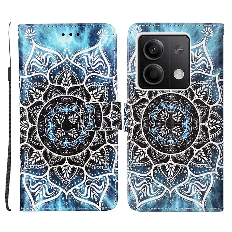 YB Pattern Printing Leather Series-4 for Xiaomi Redmi Note 13 5G Phone Case Pattern Printing Stand Cover