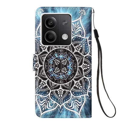 YB Pattern Printing Leather Series-4 for Xiaomi Redmi Note 13 5G Phone Case Pattern Printing Stand Cover