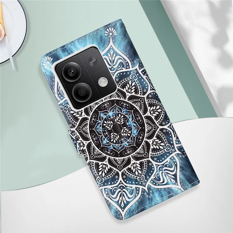 YB Pattern Printing Leather Series-4 for Xiaomi Redmi Note 13 5G Phone Case Pattern Printing Stand Cover