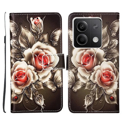 YB Pattern Printing Leather Series-4 for Xiaomi Redmi Note 13 5G Phone Case Pattern Printing Stand Cover