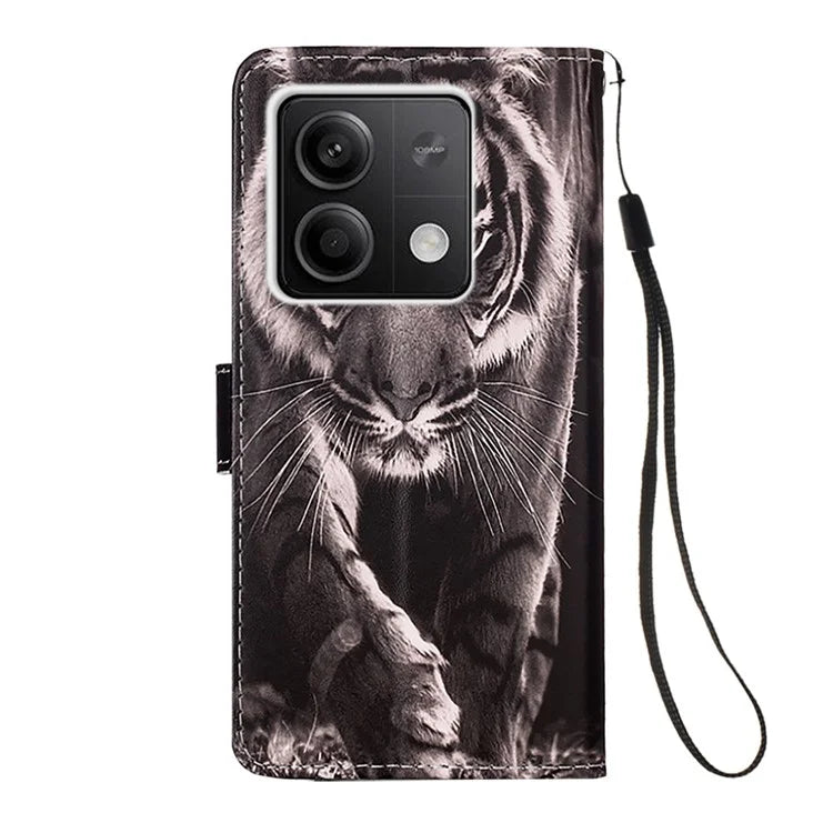 YB Pattern Printing Leather Series-4 for Xiaomi Redmi Note 13 5G Phone Case Pattern Printing Stand Cover