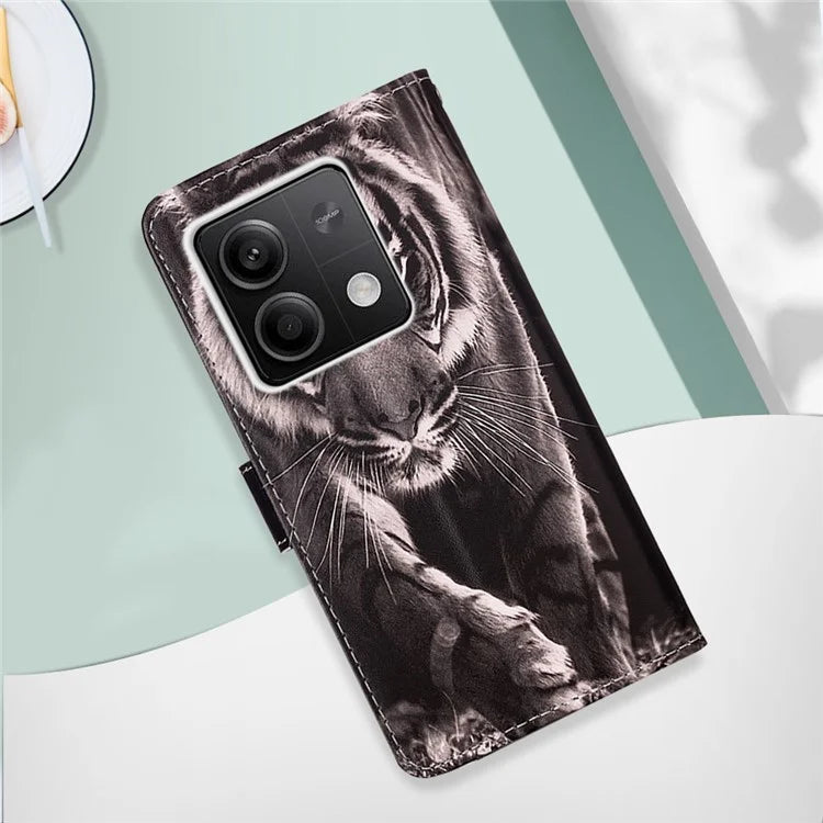 YB Pattern Printing Leather Series-4 for Xiaomi Redmi Note 13 5G Phone Case Pattern Printing Stand Cover