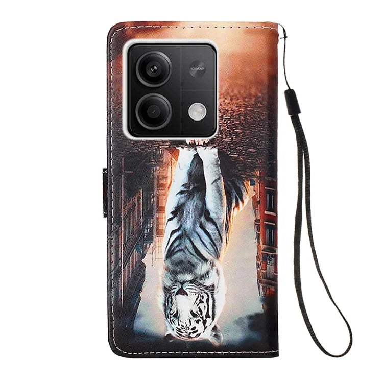 YB Pattern Printing Leather Series-4 for Xiaomi Redmi Note 13 5G Phone Case Pattern Printing Stand Cover