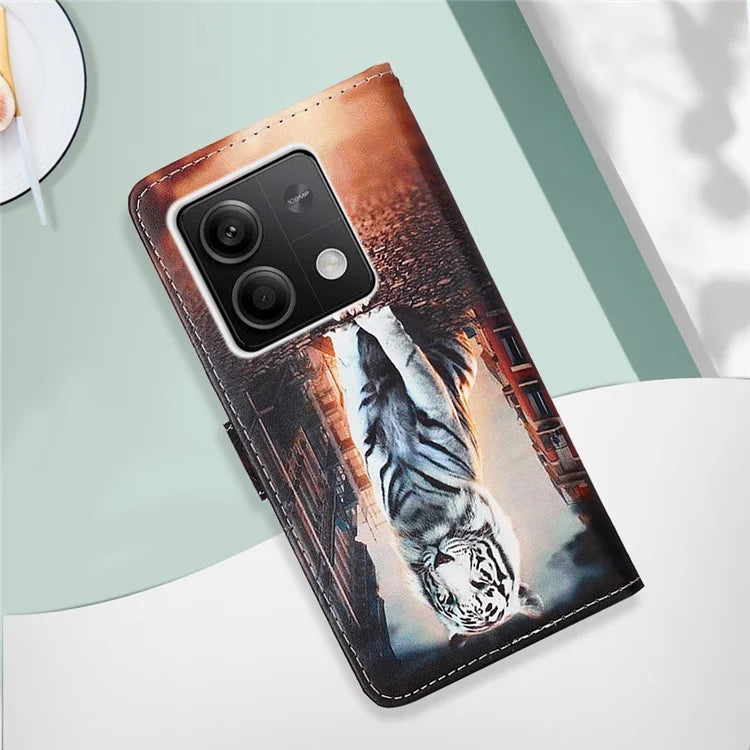 YB Pattern Printing Leather Series-4 for Xiaomi Redmi Note 13 5G Phone Case Pattern Printing Stand Cover