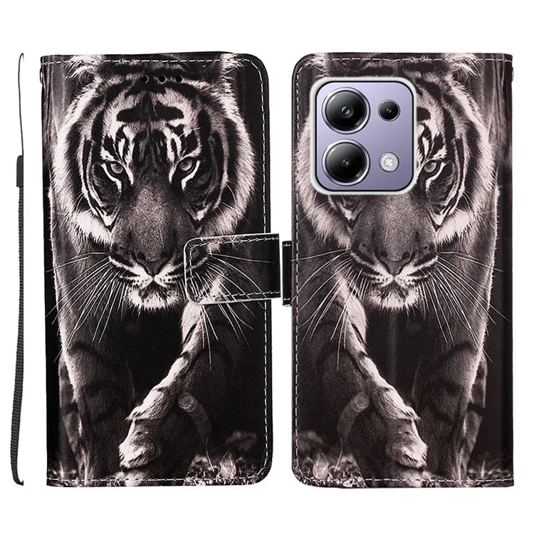 YB Pattern Printing Leather Series-4 for Xiaomi Redmi Note 13 Pro 4G / Poco M6 Pro 4G Case Leather Wallet Cover