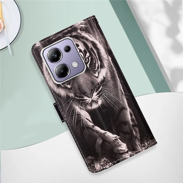 YB Pattern Printing Leather Series-4 for Xiaomi Redmi Note 13 Pro 4G / Poco M6 Pro 4G Case Leather Wallet Cover
