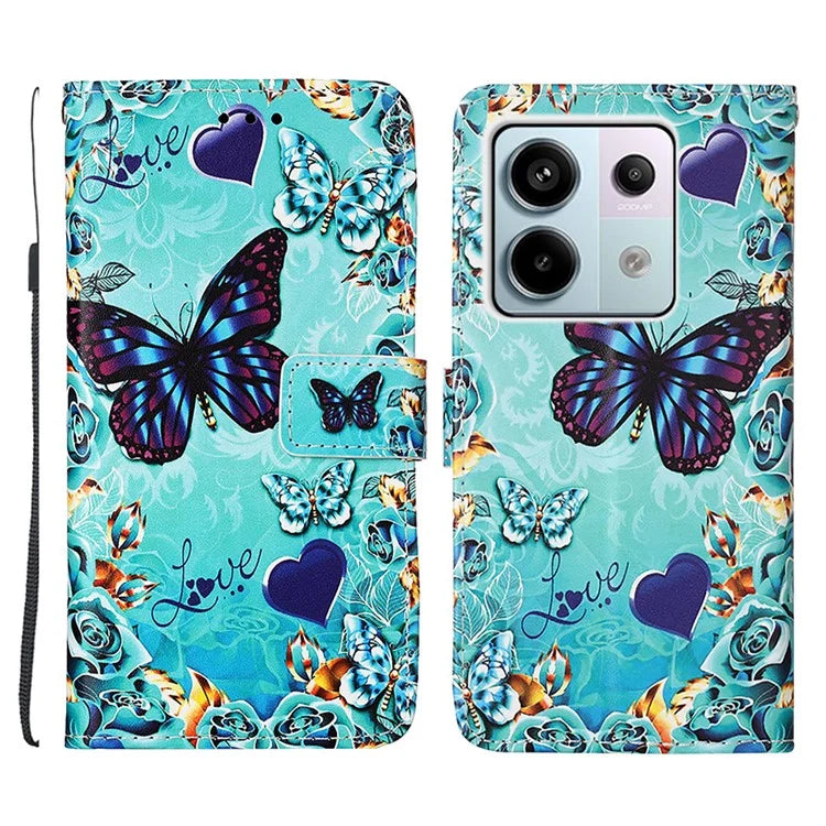 YB Pattern Printing Leather Series-4 for Xiaomi Redmi Note 13 Pro 5G / Poco X6 5G Case Foldable Stand Phone Shell