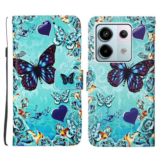 YB Pattern Printing Leather Series-4 for Xiaomi Redmi Note 13 Pro 5G / Poco X6 5G Case Foldable Stand Phone Shell