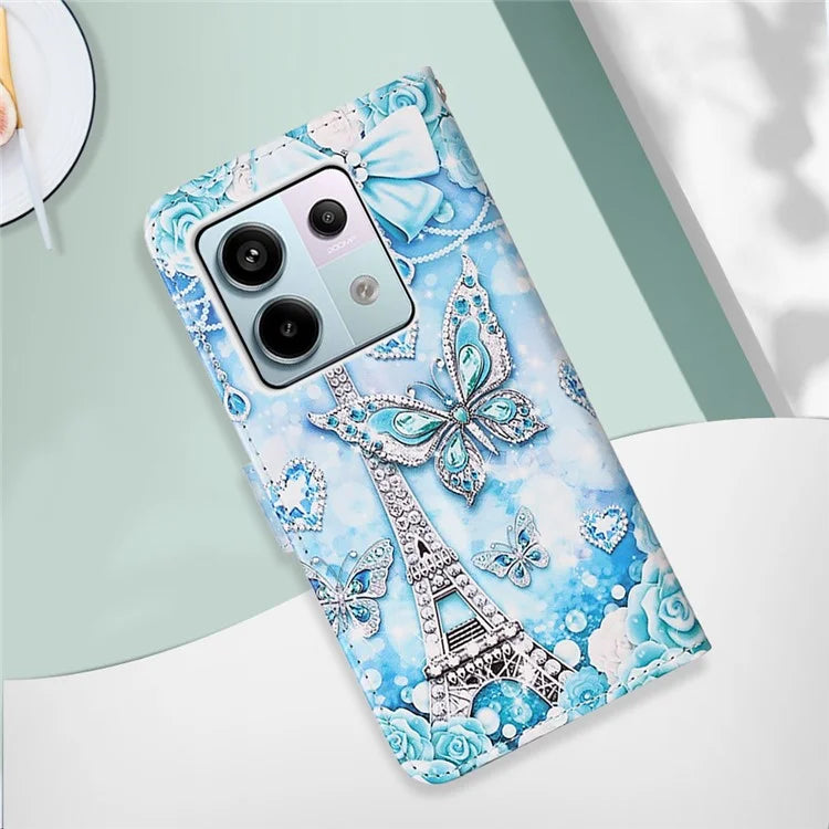 YB Pattern Printing Leather Series-4 for Xiaomi Redmi Note 13 Pro 5G / Poco X6 5G Case Foldable Stand Phone Shell