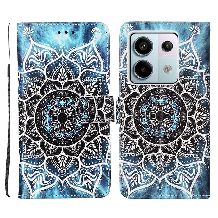 YB Pattern Printing Leather Series-4 for Xiaomi Redmi Note 13 Pro 5G / Poco X6 5G Case Foldable Stand Phone Shell