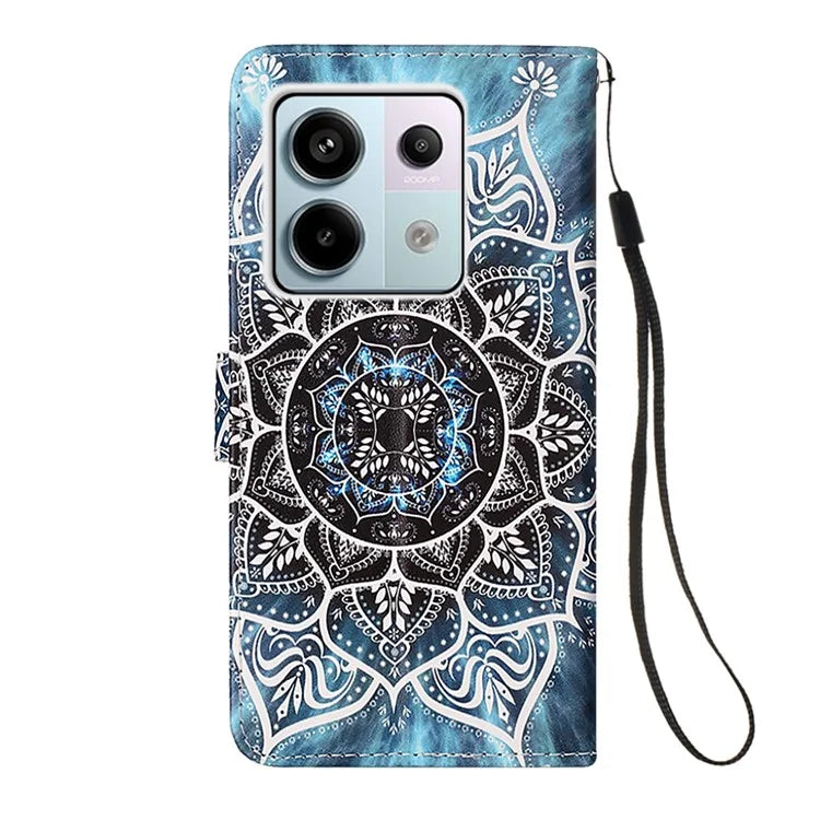 YB Pattern Printing Leather Series-4 for Xiaomi Redmi Note 13 Pro 5G / Poco X6 5G Case Foldable Stand Phone Shell