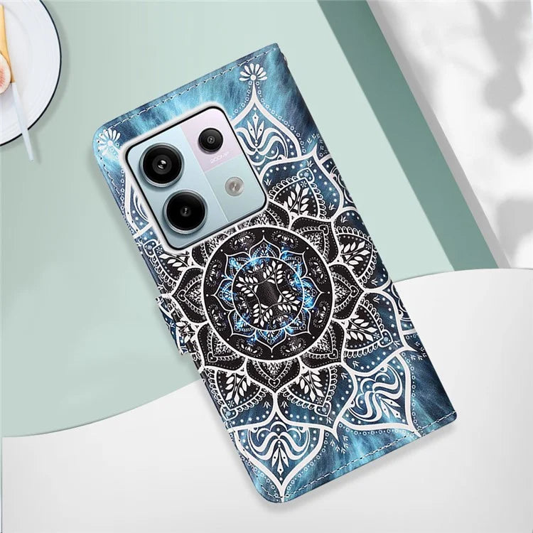 YB Pattern Printing Leather Series-4 for Xiaomi Redmi Note 13 Pro 5G / Poco X6 5G Case Foldable Stand Phone Shell