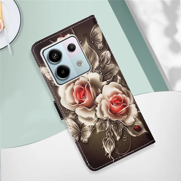 YB Pattern Printing Leather Series-4 for Xiaomi Redmi Note 13 Pro 5G / Poco X6 5G Case Foldable Stand Phone Shell