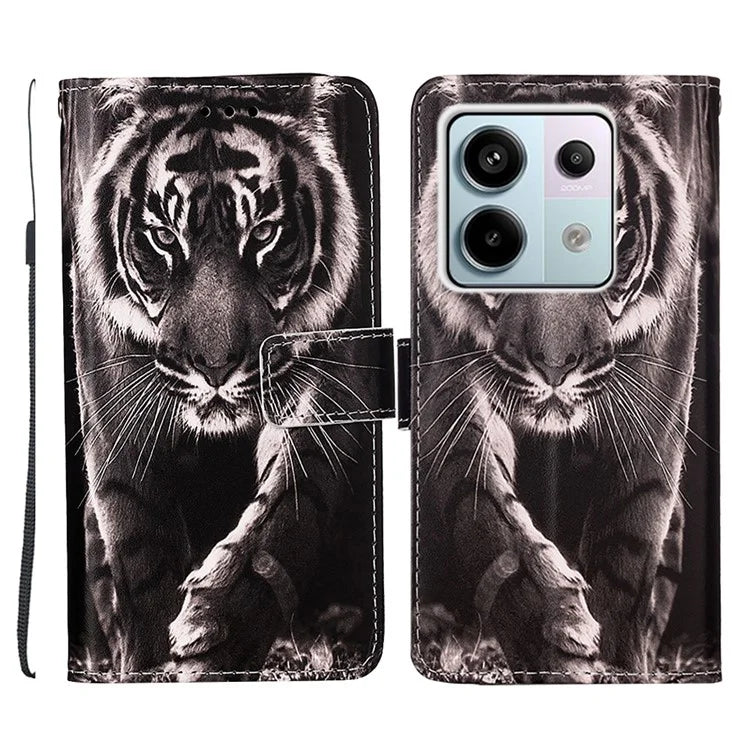 YB Pattern Printing Leather Series-4 for Xiaomi Redmi Note 13 Pro 5G / Poco X6 5G Case Foldable Stand Phone Shell