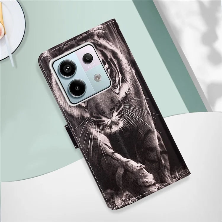 YB Pattern Printing Leather Series-4 for Xiaomi Redmi Note 13 Pro 5G / Poco X6 5G Case Foldable Stand Phone Shell