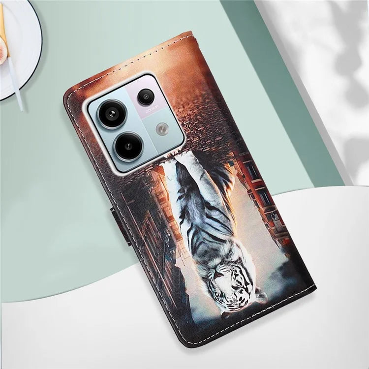 YB Pattern Printing Leather Series-4 for Xiaomi Redmi Note 13 Pro 5G / Poco X6 5G Case Foldable Stand Phone Shell