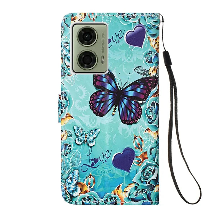 YB Pattern Printing Leather Series-4 for Motorola Moto G04 4G / G24 4G Case Card Slot Holder Stand Phone Cover