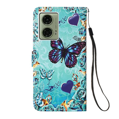 YB Pattern Printing Leather Series-4 for Motorola Moto G04 4G / G24 4G Case Card Slot Holder Stand Phone Cover