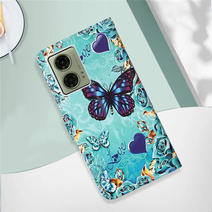 YB Pattern Printing Leather Series-4 for Motorola Moto G04 4G / G24 4G Case Card Slot Holder Stand Phone Cover